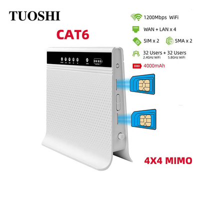 AC1200 1200Mbps Mesh WiFi Dual Band Unlocked 4G LTE Modem Router 2 SIM Card Slot
